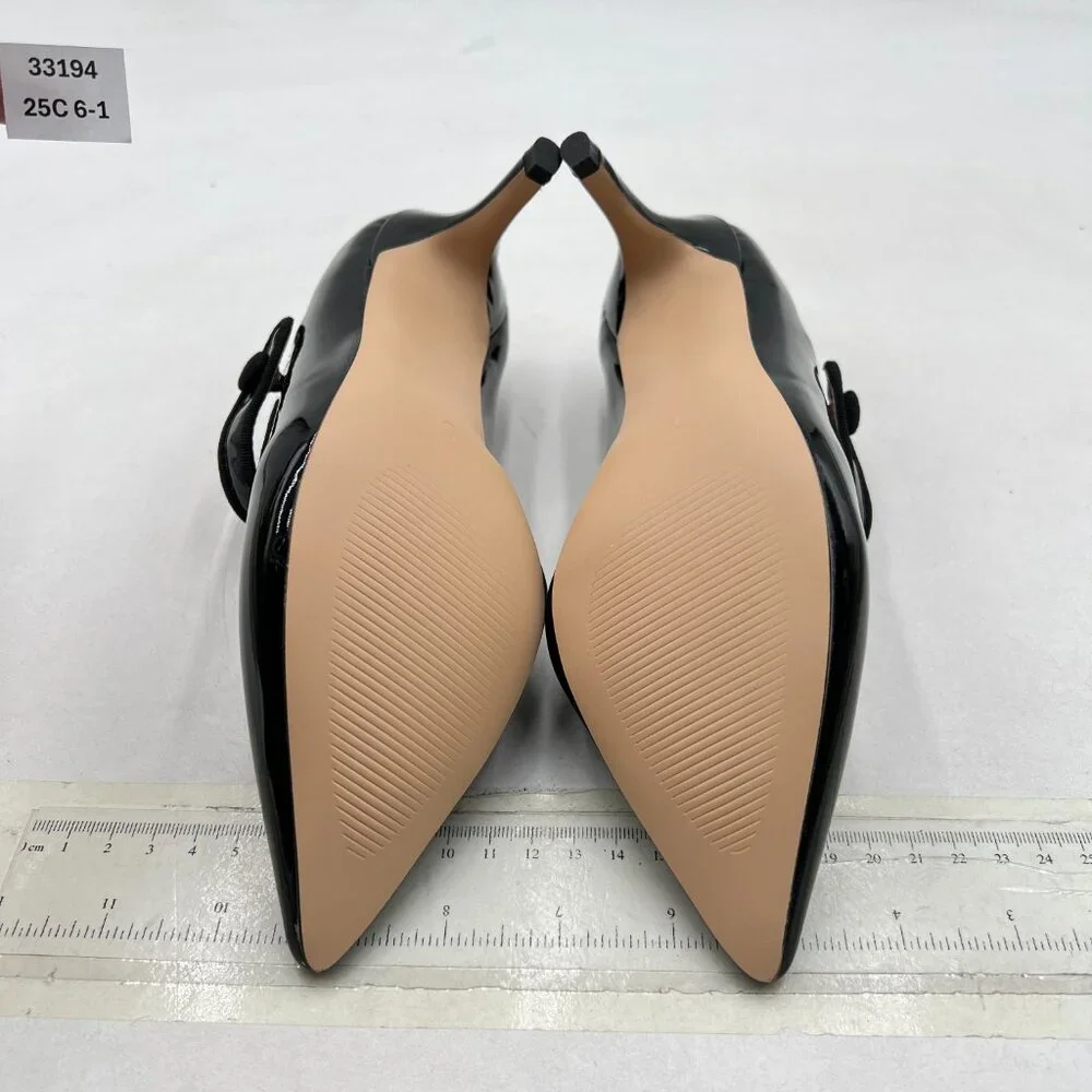 Zszszsu Black Mary Jane Pump Pointed Toe Mid Heels Ankle Strap Dress Shoes_7